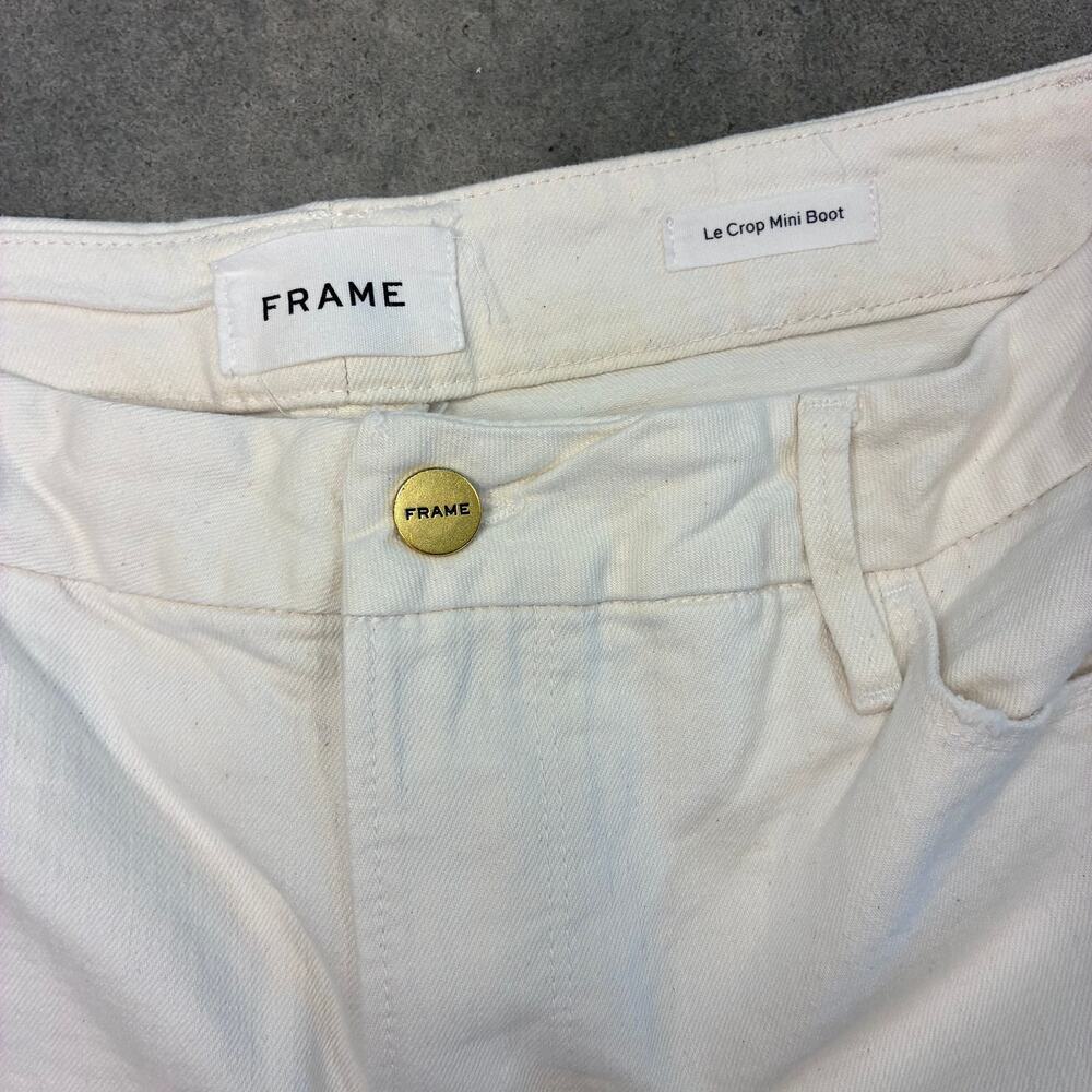FRAME le crop mini boot White denim ankle crop jeans Womens Large 32 - Picture 5 of 5